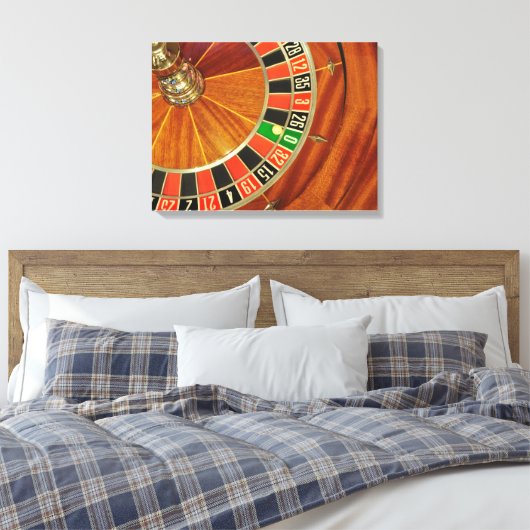 casino roulette wiel ball number zero gokt canvas afdruk (Insitu (Slaapkamer))