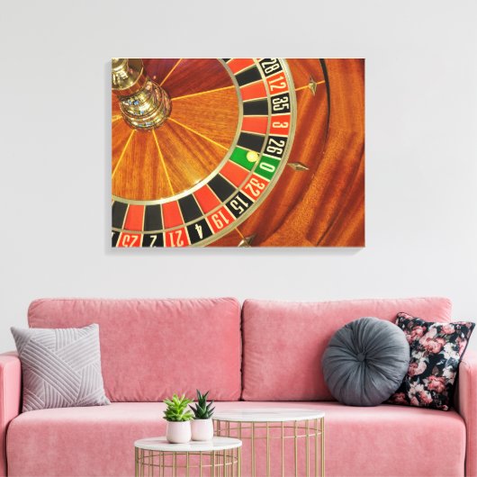 casino roulette wiel ball number zero gokt canvas afdruk (Insitu (Woonkamer))