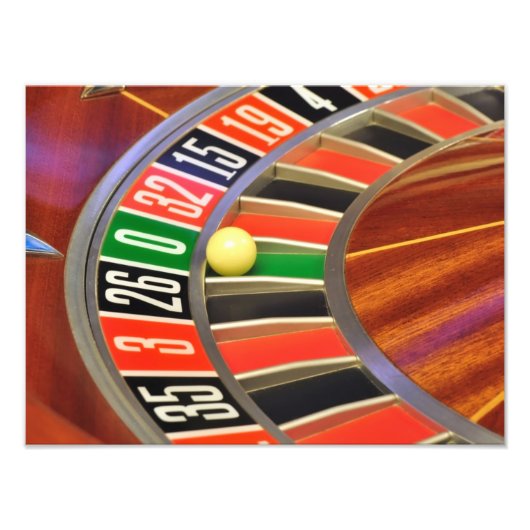 casino roulette wiel ball number zero gokt foto afdruk (Voorkant)