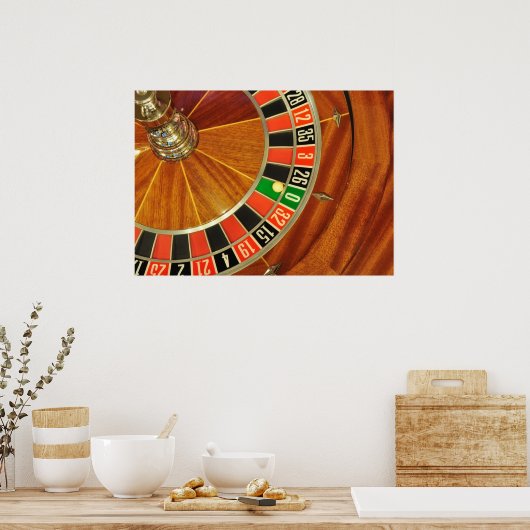 casino roulette wiel ball number zero gokt poster (Keuken)
