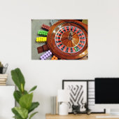 casino roulette wiel ball number zero gokt poster (Thuiskantoor)