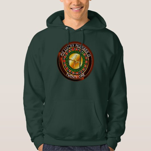 Casino Roulette wiel met uw Lucky Aantal Hoodie (Voorkant)