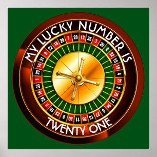 Casino Roulette wiel met uw Lucky Aantal Poster