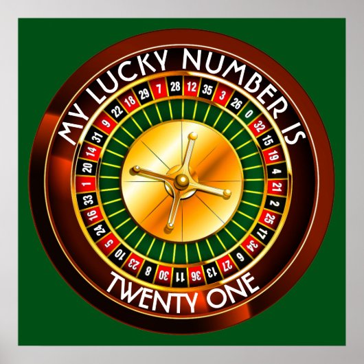 Casino Roulette wiel met uw Lucky Aantal Poster (Voorkant)