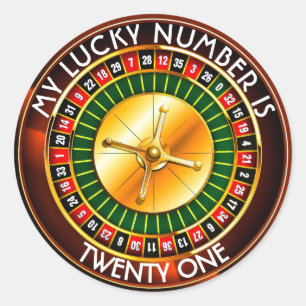 Casino Roulette wiel met uw Lucky Aantal Ronde Sticker