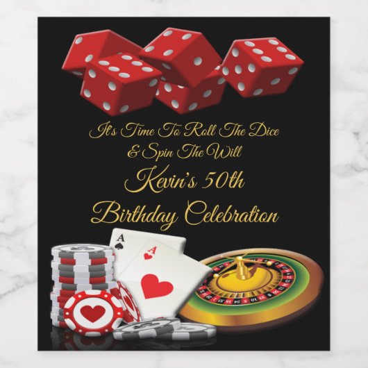 Casino Royale 50e Verjaardagsfeestje Wijnsap Label Wijn Etiket (Enkel label)