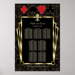 Casino Royale Gold Art Deco Bruiloft Zitkaarten Poster