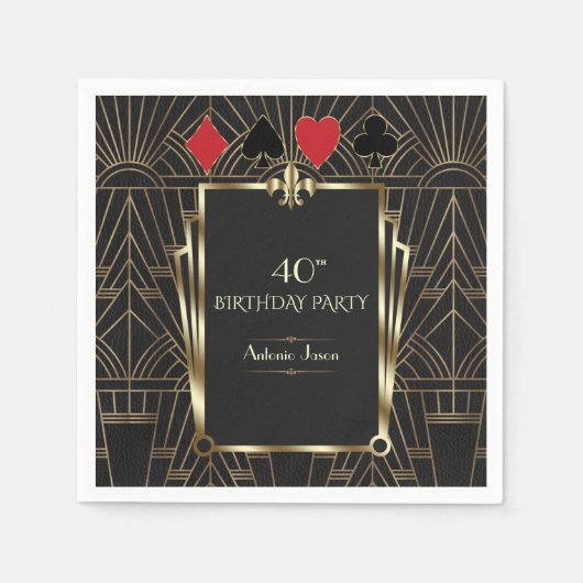 Casino Royale Poker 40e verjaardagsfeest Servet (Voorkant)