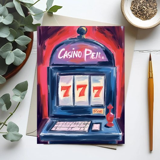 Casino Slot Machine Schilderen Briefkaart
