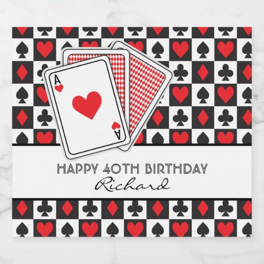 Casino Speelkaarten Bier Etiket (Enkel label)