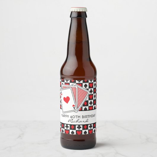 Casino Speelkaarten Bier Etiket (Voorkant)