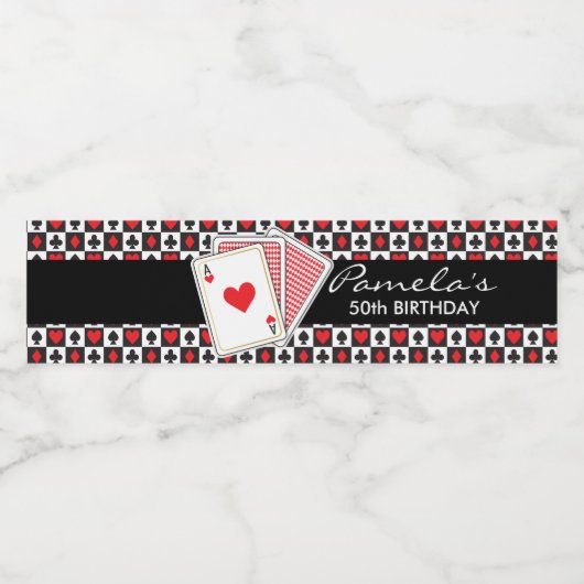 Casino Speelkaarten Waterfles Label Waterfles Etiket (Enkel label)