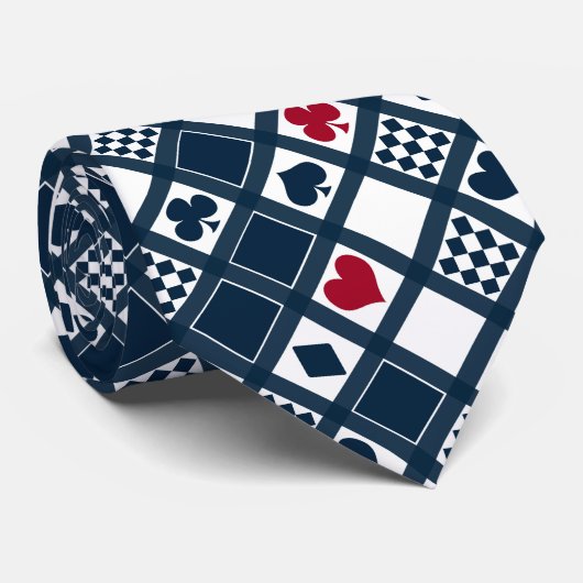 Casino speelkaartjes pakken hart kruisen clubs stropdas (Opgerold)