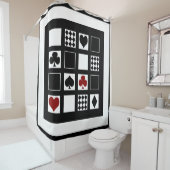 Casino speelkaartjes pakken hart kruist clubs douchegordijn (In situ)