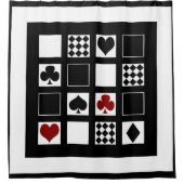 Casino speelkaartjes pakken hart kruist clubs douchegordijn (Voorkant)