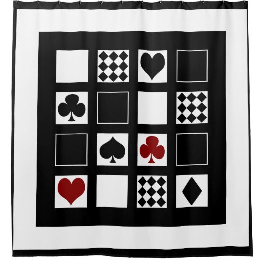 Casino speelkaartjes pakken hart kruist clubs douchegordijn (Voorkant)