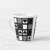 Casino speelkaartjes pakken hart kruist clubs latte mok (Linkerhoek)