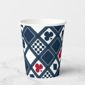 Casino speelkaartjes pakken hart kruist clubs papieren bekers (Achterkant)