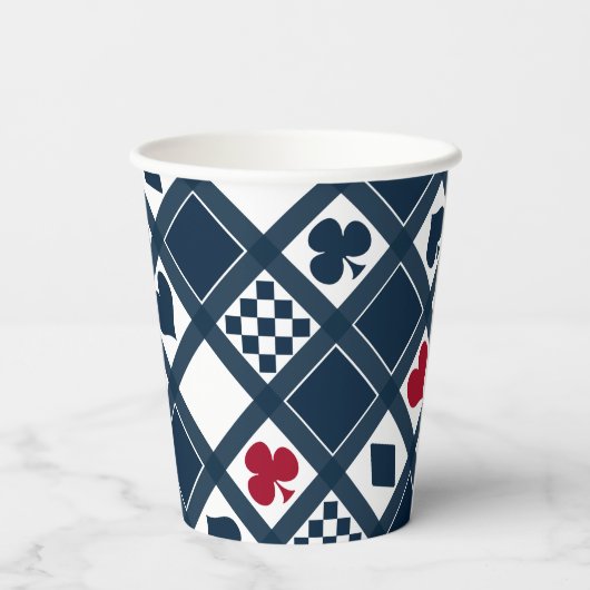 Casino speelkaartjes pakken hart kruist clubs papieren bekers (Achterkant)