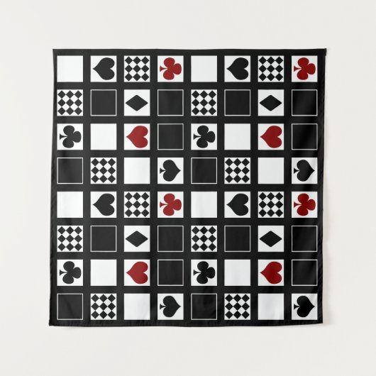 Casino speelkaartjes pakken hart kruist clubs wandkleed (Voorkant (horizontaal))