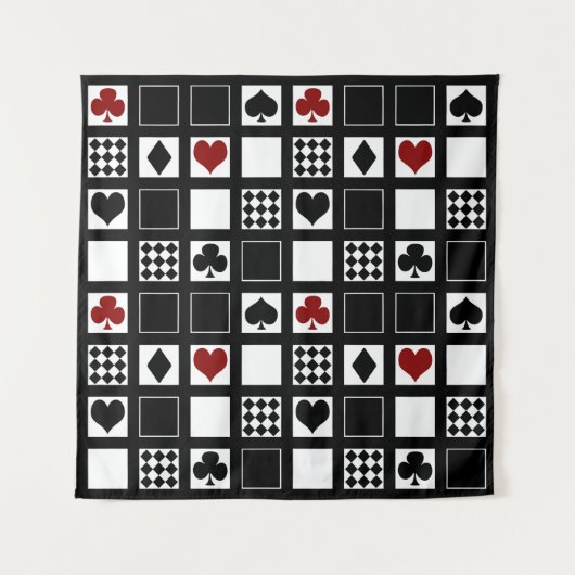 Casino speelkaartjes pakken hart kruist clubs wandkleed (Voorkant)