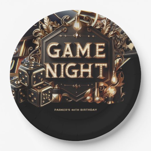 Casino Spel Nacht Custom Papieren Bordje (Voorkant)