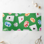 Casino, spelaccessoires patroon 4 drieluik wenskaart (Binnen)