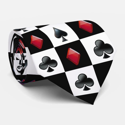 Casino spelen Kaart pak Checkerboard Pattern Stropdas (Opgerold)