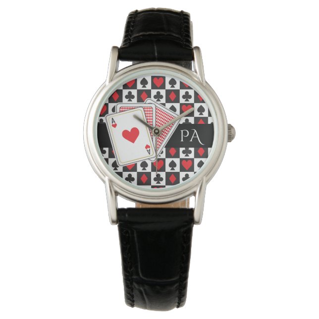 Casino Spelen Kaart Watch Horloge (Voorkant)