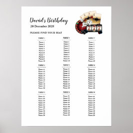 CASINO-stoelindeling bord, verjaardagsfeestje stoe Poster