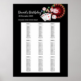 CASINO-stoelindeling bord, verjaardagsfeestje stoe Poster