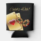 Casino Style 40th Party VRAAG ME 4 NAMEN OP CHIPS Blikjeskoeler (Voorkant)