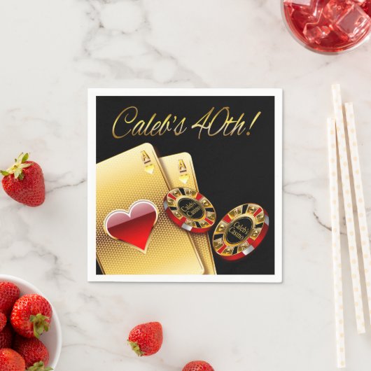 Casino Style 40th Party VRAAG NAAR NAMEN IN CHIPS Servetten (Insitu)