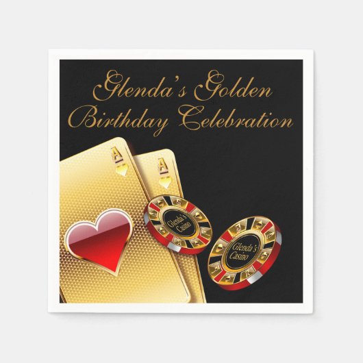 Casino Style Party VRAAGT ME NAMEN IN CHIPS TE BRE Servetten (Voorkant)
