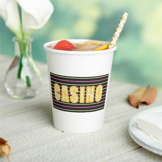 Casino teken met Neon Polka Dot Letters Papieren Bekers