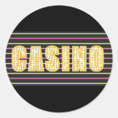 Casino teken met Neon Polka Dot Letters Ronde Sticker (Voorkant)