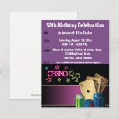 Casino Thema 50ste Verjaardag paarse Kaart (Voorkant / Achterkant)