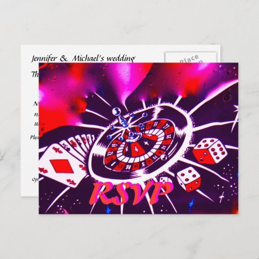 Casino thema bruiloft uitnodiging RSVP (Voorkant / Achterkant)