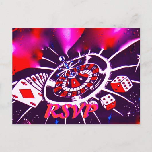Casino thema bruiloft uitnodiging RSVP (Voorkant)