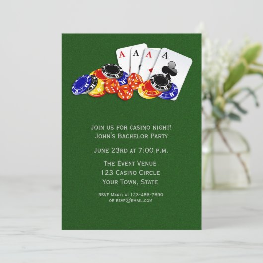 Casino Thema Feest Kaart (Staand voorkant)