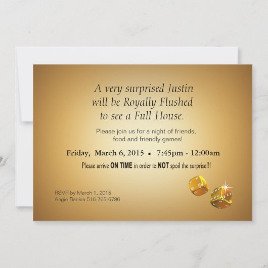 Casino Thema Feest VRAAG ME OM NAAM OP CHIPS TE ZE Kaart (Achterkant)