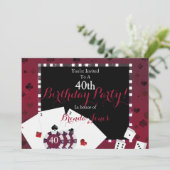 Casino thema verjaardagsfeestje kaart (Staand voorkant)
