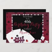 Casino thema verjaardagsfeestje kaart (Voorkant / Achterkant)