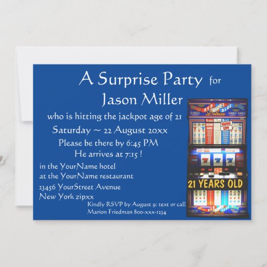 Casino Theme Adult Birthday Party Kaart (Voorkant)