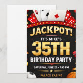 Casino Theme Birthday Invitation Card Kaart (Voorkant / Achterkant)