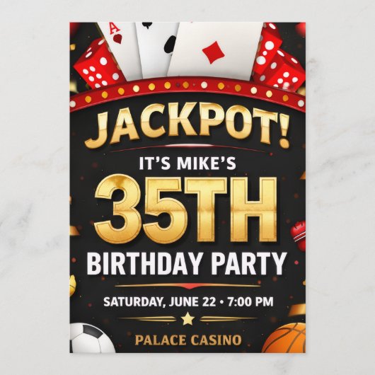 Casino Theme Birthday Invitation Card Kaart (Voorkant)