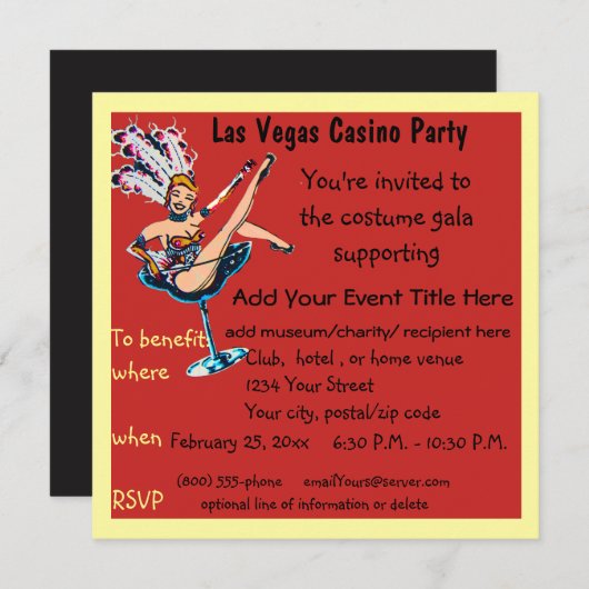 Casino Theme Gala Fundraiser Kaart (Voorkant / Achterkant)