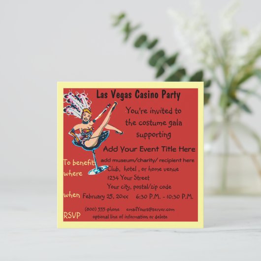 Casino Theme Gala Fundraiser Kaart (Staand voorkant)