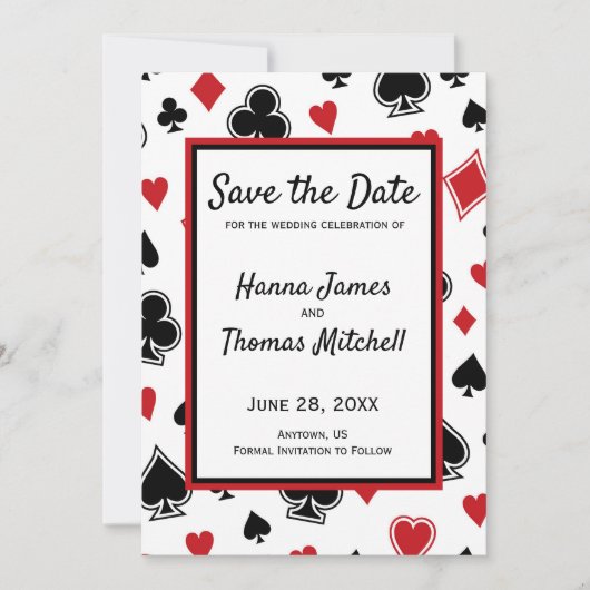 Casino Theme Las Vegas Wedding Save the Date (Voorkant)