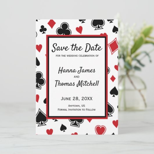 Casino Theme Las Vegas Wedding Save the Date (Staand voorkant)